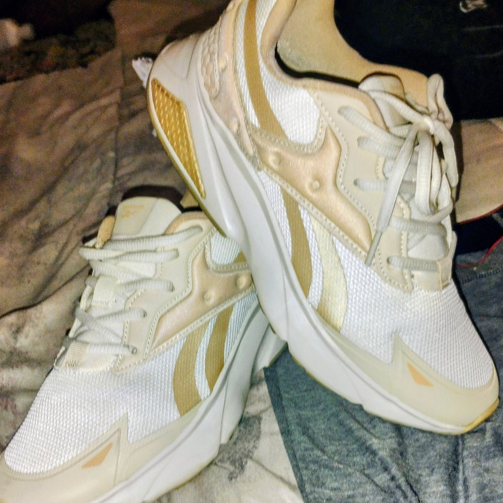 Reebok Women's White and Gold Sneakers